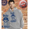Bembel Mafia Kapuzensweatshirt mit Aufdruck "Holy Ebbler" - Grau