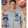 Bembel Mafia  Kapuzenzipper mit Aufdruck "Holy Ebbler" - Grau