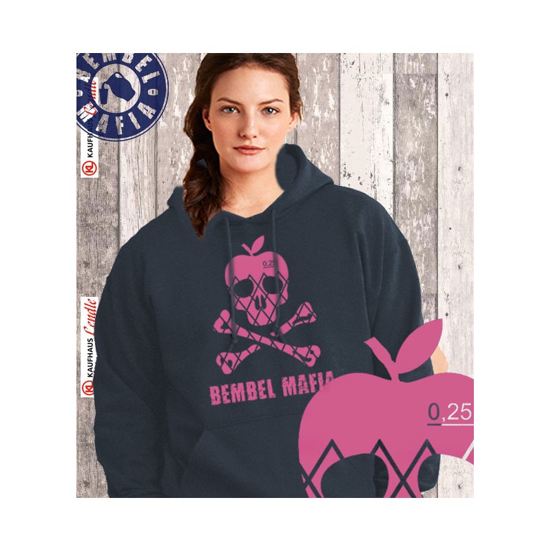 Bembel Mafia Kapuzenswaetshirt mit Aufdruck"Rippy Pink" - Anthrazit