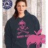 Bembel Mafia Kapuzenswaetshirt mit Aufdruck"Rippy Pink" - Anthrazit
